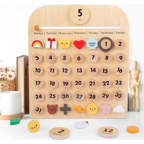 Nordic Children Wooden Calendar Early Educational Toys Cognitive Holiday Record Life Memo Pendant INS Kids Room Wooden Toys Gift