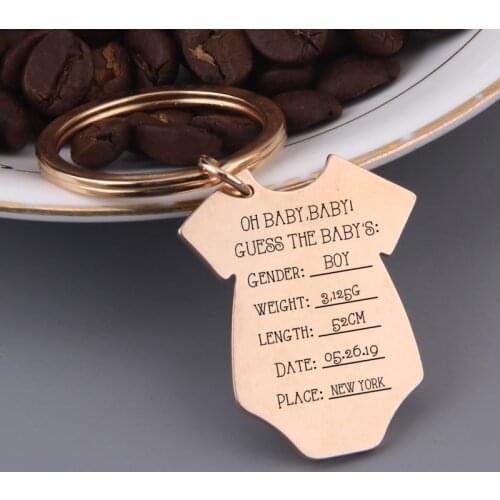 Baby Romper Keychain Personalized Baby Onesie Info Engraving Stats New Mom Dad Gift Keepsake Creative Pendant Bag Charm
