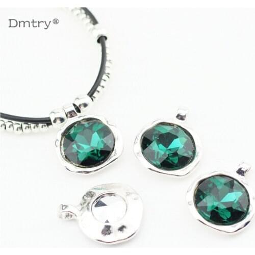 Dmtry 5pcs/lot Wholesale Fashion Jewelry Charms Antique Pendants Findings DIY Charms Round Crystal LC0177