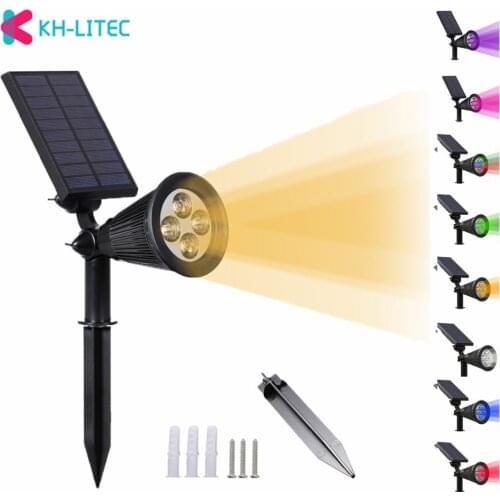 KHLITEC Solar Spotlight 4 LED Adjustable Solar Light Waterproof IP65 Solar Wall Light Garden Outdoor Landscape Solar Lamps