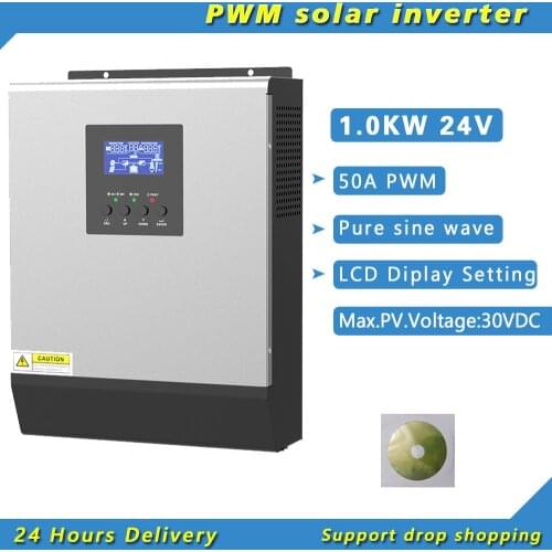 1000W Pure Sine Wave Hybrid Solar Inverter 12V DC 220V/230V/240VAC 50/60Hz Built-in PWM 50A Solar Charge Controller
