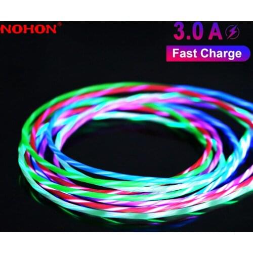 LED Luminous Micro USB C Type C Cable Charger Data Cord For iPhone 6 7 8 Plus X Max Samsung Huawei USB-C USBC Type-C Fast Charge