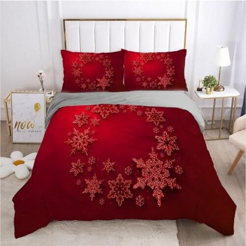 3D XMAS Duvet Cover Set Red Bedding Sets Quilt Covers and Pillow Shams Comforther Case Star Christmas Printing Design Bed Linens