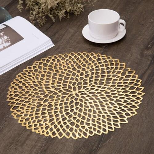 Round Flower Design Hollow Placemat Home Decor Coasters PVC Table Mat Dining Table Pad Slip Insulation Pad Kitchen Accessories