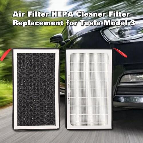 Hot 2pcs Activated Carbon Air Filter HEPA For Tesla Model 3 17-20 PM2.5 Air Filter HEPA Cleaner Filter Cabin Car Air Filter HEPA