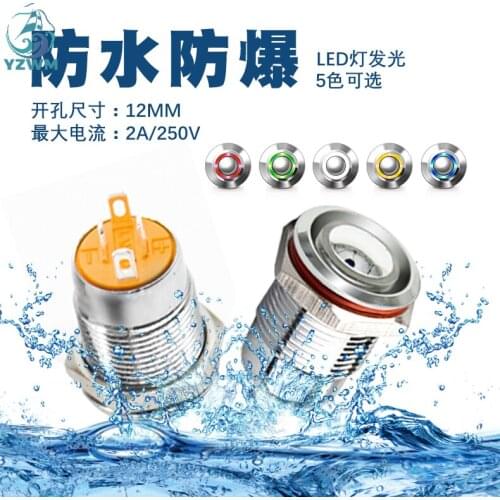 12mm Metal Button Switch Self Lock Self Reset Mini Short Waterproof Belt Lamp Red Green Blue