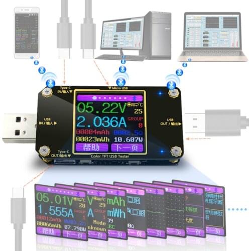 Type-C PD Multimeter Detector USB Tester w/ Bluetooth Digital Display Voltage and Current Meter Capacity Measuring Instrument