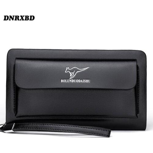 Men Clutch Bag New Multifunction Wallet For Men double zippers wallet large capacity purse business Cell Phone Pocket carteira