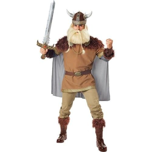 Man Viking Warriors Costume Halloween Vikings Cosplay Fancy Dress