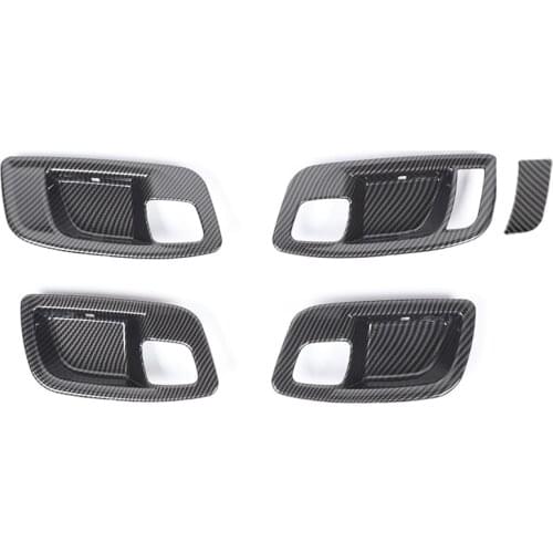 5PCS Car Inner Door Handle Bowl Cover Trim for 2011-2021 Dodge Charger Interior Decoration Accessories, Carbon Fiber