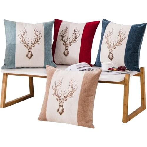 Nordic Chenille Throw Pillow Case Elk Geometric Art Cushion Cover Home Decorative Sofa Throw Pillows