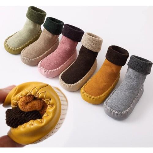 Baby Boy Girl Socks Anti Slip Rubber Soles First Walkers Warm Floor Socks Toddler Floor Socks Shoes Slipper Sewing Thread Socks