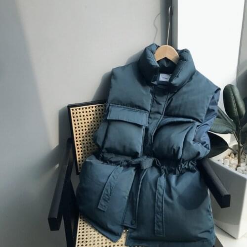 2021 New Winter Spring Warm Vest Korean Loose Coat Thickening Before Short and Long Waist Cotton Waistcoat Women Puffer Jacket