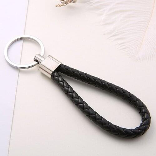 New Unisex Keychain-leather braided key chain-black gold charm key ring-car key handbag pendant-jewelry making-DIY