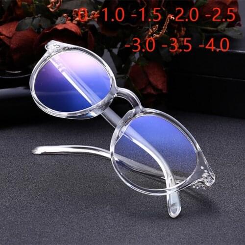 Finished Myopia Glasses Women White And Black Oval Frame Clear Lens Sighted Prescription Glasses 0 -1 -1.5 -2 -2.5 -3 -3.5 -4