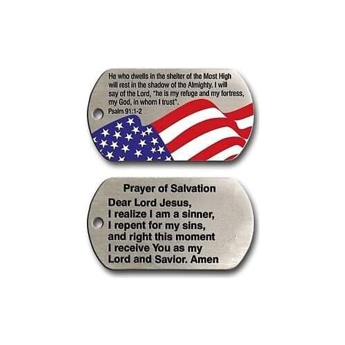 Wholesale cheap Psalm-Flag Christian metal Dog Tag Bible hot sales custom made Scripture tags low price metal bible dog tags