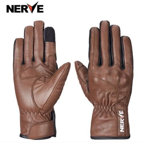 2019 New Winter warm NERVE motorcycle riding gloves leather four seasons locomotive racing retro anti-fall Motorbike glove