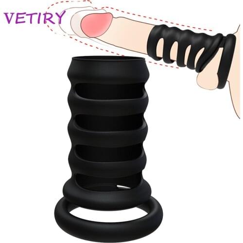 Cock Ring Penis Ring Delay Ejaculation Penis Sleeve Time Lasting Soft Silicone Sex Toys for Men Erection Couple Lover