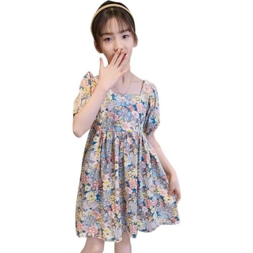 Teenage Girls Dress Floral Dress For Girl Summer Children Dresses Casual Style Costume Girl 6 8 10 12 14