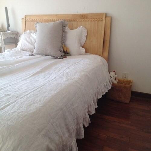 Gray Washed Linen Duvet Cover Queen French Ruffled Duvet Bedding Natural Bed Cover Full 173x230CM