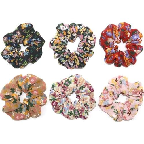 Japan Korea Floral Leaf Cloth Elastic Hair Band Hair Scrunchies For Women Hair Tie Hair Rope Ponytail Holder Gum Hair Accessorie