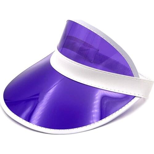 Summer Unisex Women Men Sun Hat Candy Color Transparent Empty Top Plastic PVC Sunshade Hat Visor Caps Bicycle Sunhat wholesale