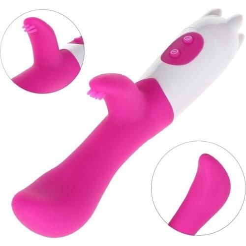 Silicone G spot Dual Vibrator Waterproof Oral Clitoris Stimulator Intimate Adult Sex Toys for Woman Masturbation