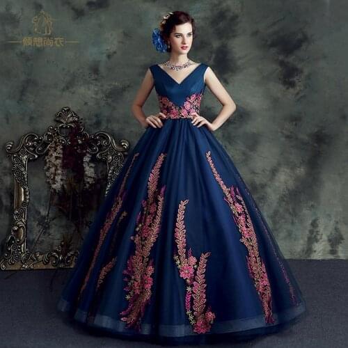 Royal blue heavy embroidery gown medieval dress long gown princess Medieval Renaissance Gown queen cosplay Victoria Belle gown