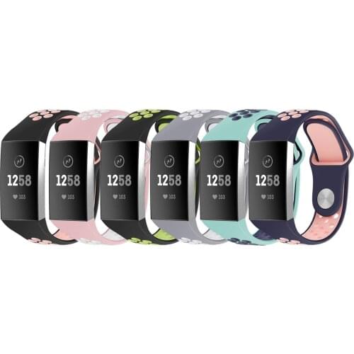 Gosear Dual-Color Sport Replacement Wristband Fitness Watch Band Strap Bracelet for Fit bit Fitbit Charge 3 Charge3