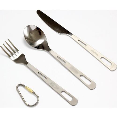 QingGear Titanium Ultra Lightweight Camping Utensil Portable Tableware Cutlery Flatware Fork Spoon Knife