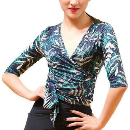 Deep V Neck Half Sleeve Dance Top with Lacing 226-657