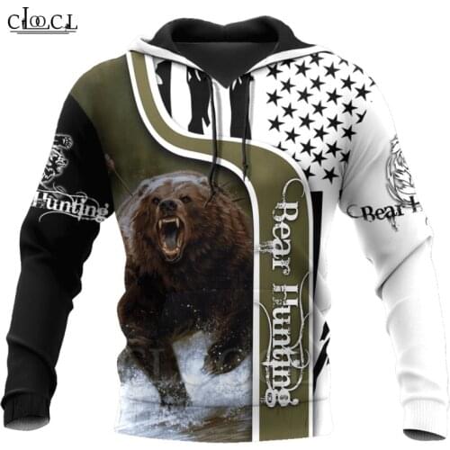 CLOOCL Bear Hunting 3D Print Hoodies for Men and Women Harajuku Fashion Hooded Sweatshirt Zipper Coat Autumn Casual Hoodie