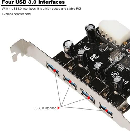USB 3.0 PCI express Expansion Card 4 port USB 3.0 PCI-e PCIe Adapter USB3.0 5 Gbps Speed For Desktop win 10 with Original Box