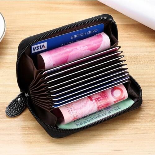 Vintage Genuine Leather Cowhide Card Holder Women Men Wallet For Credit Card Business Card Holders Organizer Purse Bag