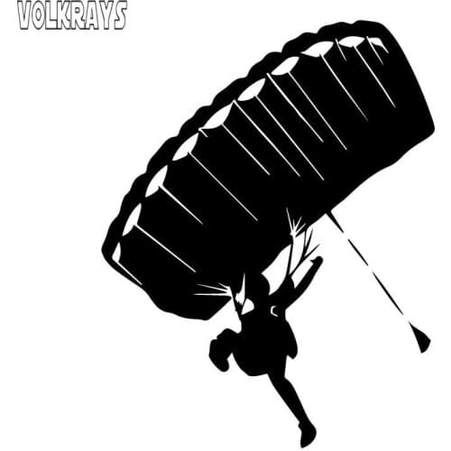 Volkrays Creative Car Sticker Skydiving Parachute Accessories Reflective Waterproof SunscreenVinyl Decal Black/Silver,15cm*12cm