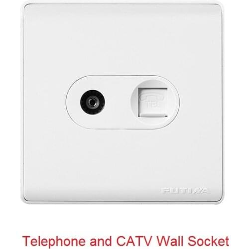 High Quality Telephone Network CATV Wall Socket Retardant PC Material 86mm*86mm