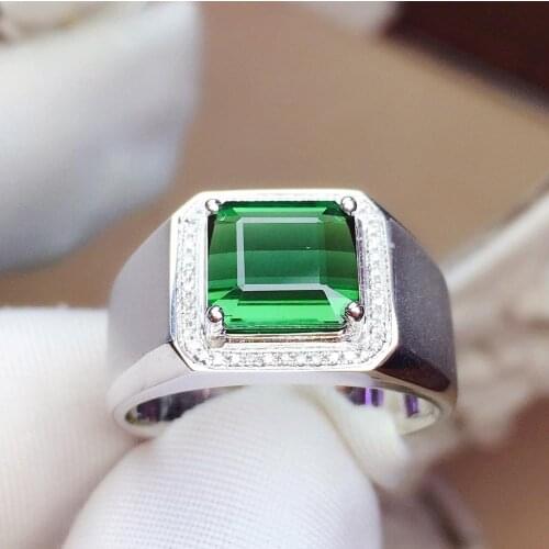 Z625 Fine Jewelry 18 K Gold Jewelry 100% Natural Green Tourmaline Gemstones 3.22ct Diamonds Males Wedding Fine Mans Rings