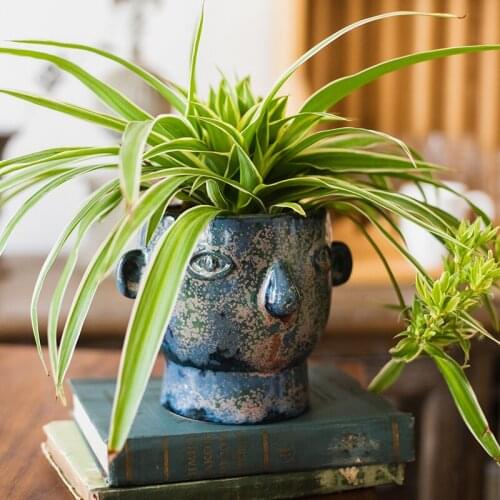 Funny Portrait Series Ceramic Flower Pot Artistic Creative Personality Succulent Green Radish Dried Flower Vase Ornaments