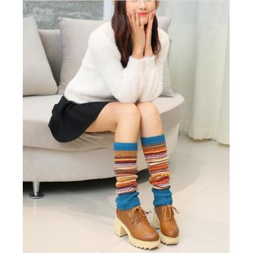 Women Warm Classic Leg Warmers Knitting Casual knee socks Autumn Winter High Boot Socks Leg legging stovepipe