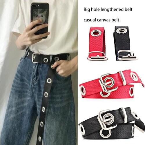 2019 New Korean Style Women Ladys Canvas Belt Big Hole Canvas Long Casual Belt Waist Belt Cummerbunds Mens Waistband Decoration