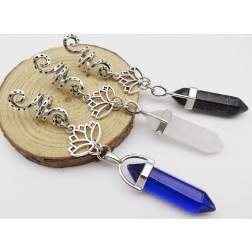 1pcs Crystal charms Viking Spiral hair braid dread Beard dreadlock beads tube rings for women men hair accessories