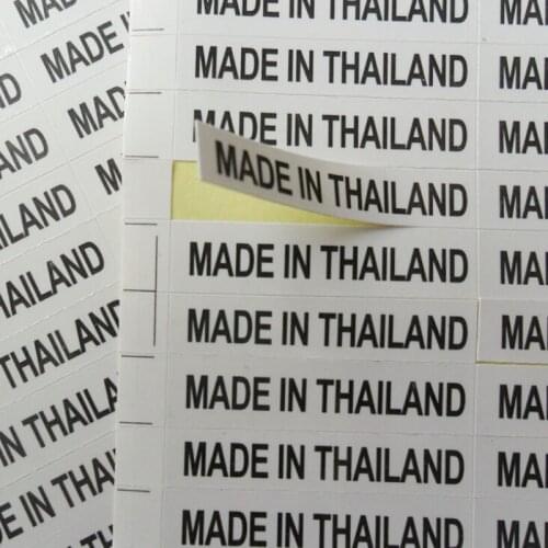 Certificate of Origin sticker MADE IN THAILAND 1000PCS 6X28mm white label with black print wholesale and retail