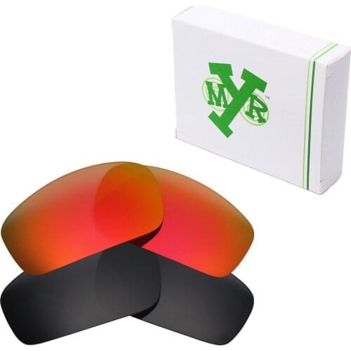 2 Pairs Mryok POLARIZED Replacement Lenses for Oakley Monster Pup Sunglasses Stealth Black & Fire Red