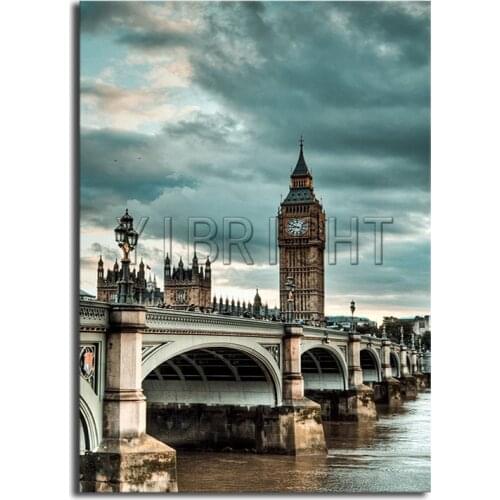 London DIY 3D Diamond painting bigben Full Square Diamond embroidery Cross stitch bridge Full Round Diamond mosaic landscape