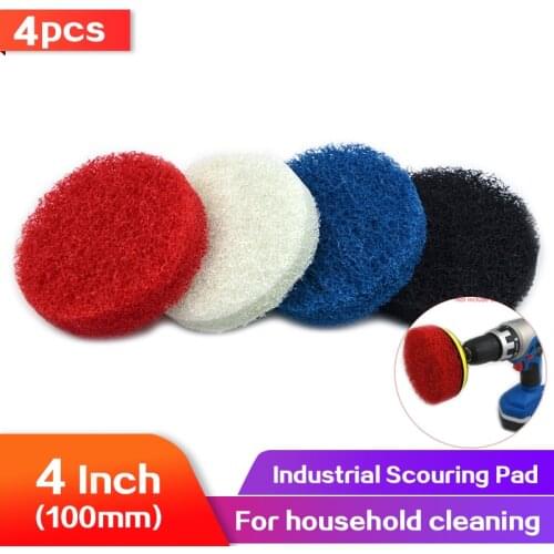 4inch Industrial Scouring Pad Nylon Power Scrub Pads for Drill Polish Hook & Loop Kitchen and bathroom cleaning tools