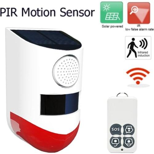 New Wireless Solar Infrared Alarm Detector Siren Motion Sensor Detector For Home Garden Yard Outdoor With RF433 Remote Control
