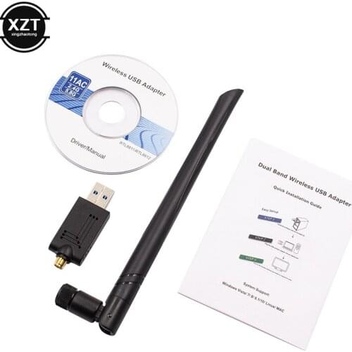 1200Mbps USB 3.0 Wireless Wifi Adapter Superspeed Network Card RTL8812 Dual Band with AC Antenna For Laptop Desktop