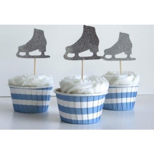 Glitter Ice Skate Cupcake Toppers Engagement Party Bachelorette birthday Wedding Bridal Shower Night food picks
