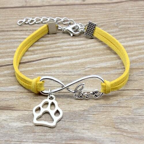 Infinity Love Animal Dog Cat Paw Charm Suede Leather Bracelets Hot Pink Red Black Gifts For Women & Men Bracelets Jewelry