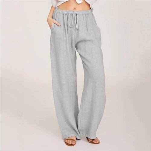 Women Solid Casual Fashion Pant Summer Pants High Waisted Loose Wide Straight Leg 2021 New Casual Homewear Trousers For Female